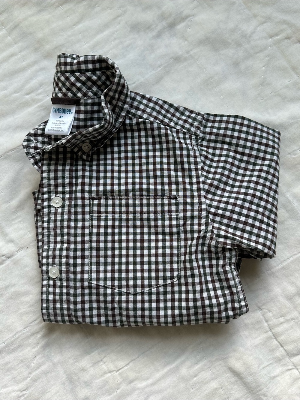 Gymboree Brown and Green Gingham Button Down Shirt